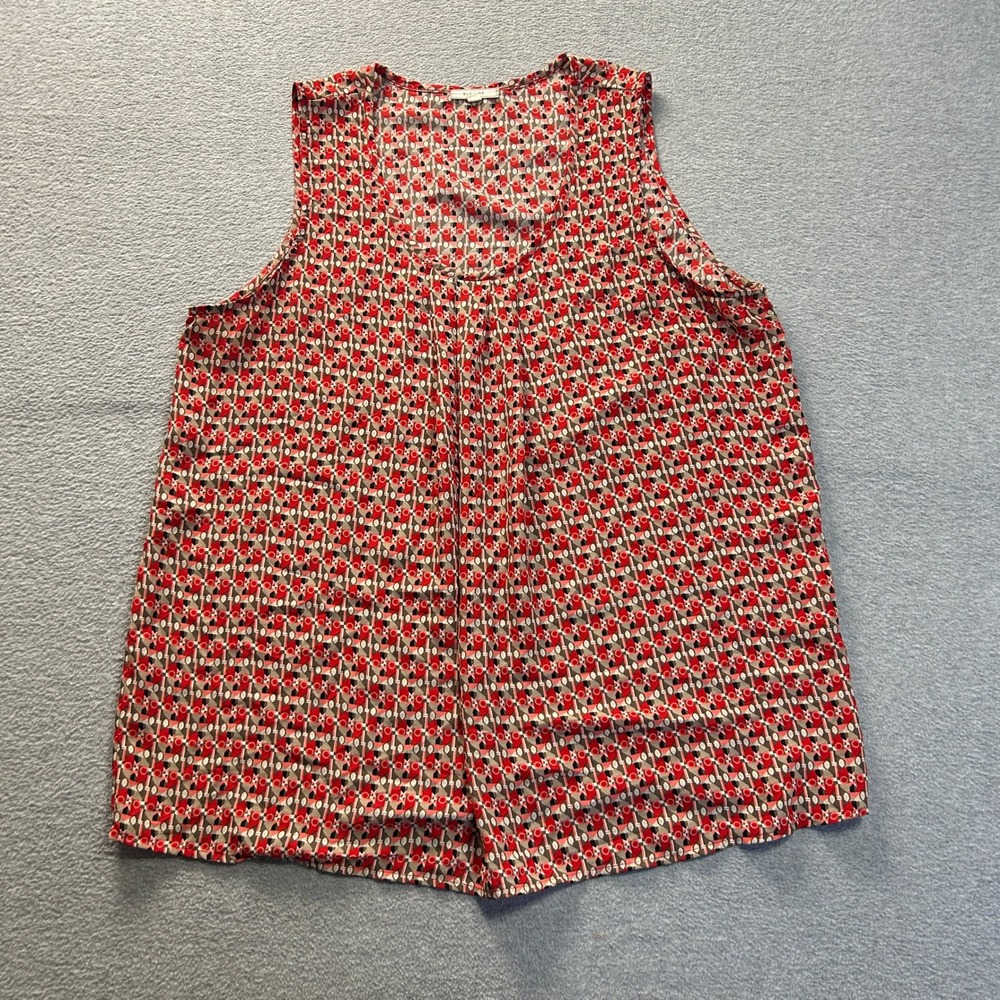 Pleione Blouse Womens XL Made USA Geometric Scoop Neck Sleeveless Career Top